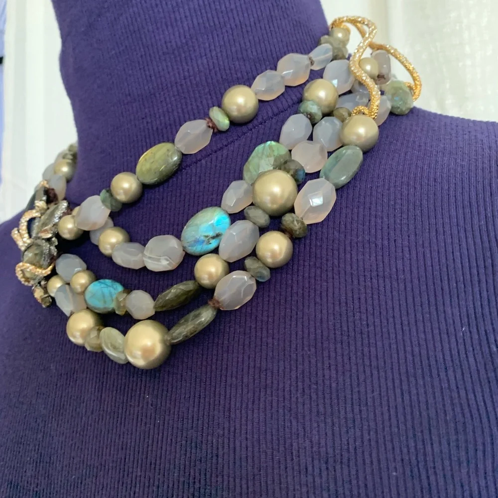 ALEXIS BITTAR • Iconic NEW Maldivian Gemstone Cluster Hand Knotted Necklace